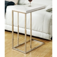 Grisham Contemporary Side Table - Chrome Stand, White Top