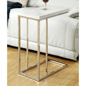 Grisham Contemporary Side Table - Chrome Stand, White Top 