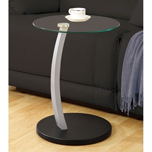 Berenstain Side Table - Glass Top, Silver & Black Base 