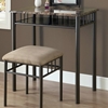 Illusion Vanity Table and Stool Set - Mirror, Bronze Finish, Metal - MNRH-I-3042