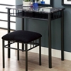 Illusion Vanity Table and Stool Set - Black Chenille Seat - MNRH-I-3062