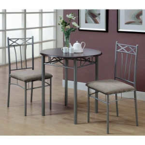Imagine 3 Piece Bistro Set - Cappuccino, Silver Metal 