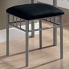 Infinity Vanity Table and Stool Set - Silver Metal, Microfiber Seat - MNRH-I-3092