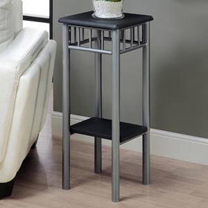 Infinity Plant Stand - Black Top & Shelf, Silver Finished Legs 