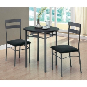 Infinity 3 Piece Bistro Set - Black, Dark Silver Metal 