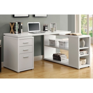 Friedrich Pedestal Desk with Display Shelf - White Finish 