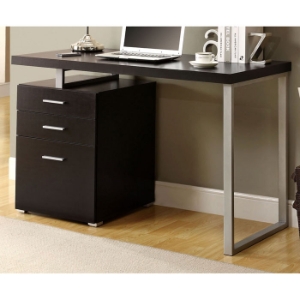 Friedrich Modern Pedestal Desk - Metal Sled Leg, Cappuccino 