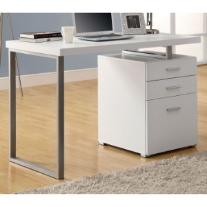 Friedrich Modern Pedestal Desk - Metal Sled Leg, White 