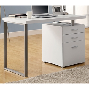 Friedrich Modern Pedestal Desk - Metal Sled Leg, White 