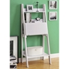 Edith Ladder Style Bookcase - Drop-Down Desk, White - MNRH-I-7040
