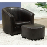 Piccoli Juvenile Club Chair and Ottoman Set - Dark Brown