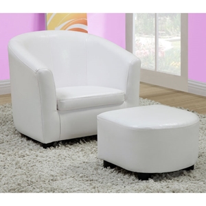 Piccoli Juvenile Club Chair and Ottoman Set - White 