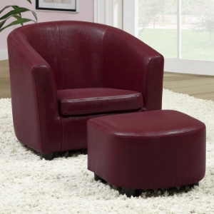 Piccoli Juvenile Club Chair and Ottoman Set - Red 