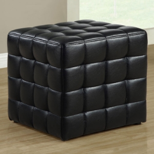 Rammstein Cube Ottoman - Square Tufts, Black 