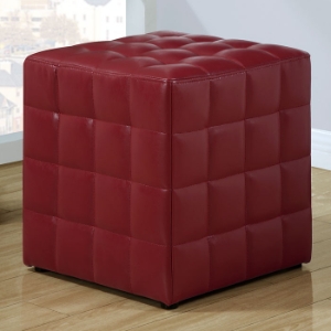 Rammstein Cube Ottoman - Square Tufts, Red 