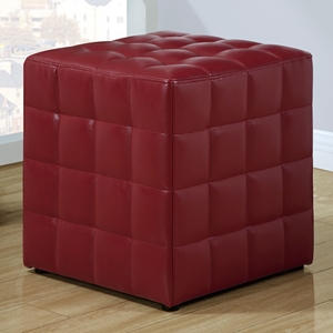 Rammstein Cube Ottoman - Square Tufts, Red 