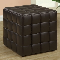 Rammstein Cube Ottoman - Square Tufts, Dark Brown