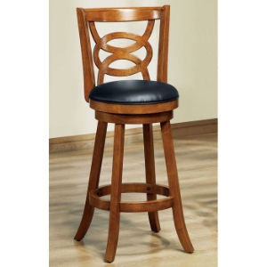Loyalty Swivel Bar Stool - Dark Oak Finish, Black Seat (Set of 2) 