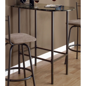 Bliss Half Racetrack Top Pub Table - Coffee Finish, Metal Base 