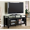 Cobain Black TV Stand - Glass Top, Brushed Steel Accents - MNRH-I-3560