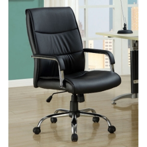 Cussler Office Chair - Black, Metal Base, Padded Armrests 