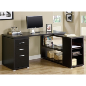 Friedrich Pedestal Desk with Display Shelf - Cappuccino 