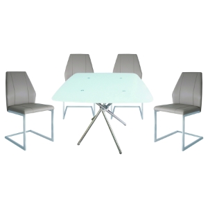 5 Pieces Cafe-308 Square Dining Set - Taupe, Chrome 