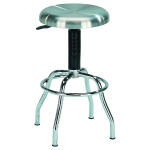 Adjustable Work Stool - Backless, Swivel, Stainless Steel 