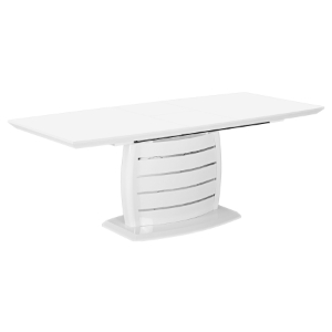 Cafe-446 Extended Dining Table - White, Pedestal Base 