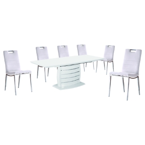 7 Pieces Cafe-446 Extended Dining Set - White 