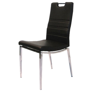 Side-415 Side Chair - Black, Chrome Leg 