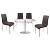 5 Pieces Cafe-409 Round Extended Dining Set - Black, Chrome - NSI-441420S4311B