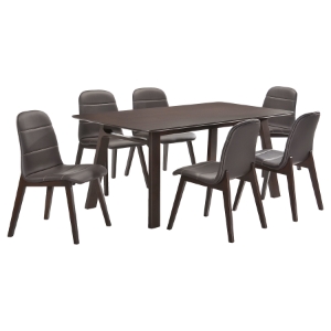 7 Pieces Cafe-502 Rectangular Dining Set - Brown, Wenge 