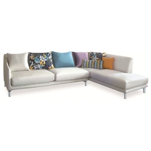 Allison Sectional Sofa - White Fabric, Right Facing Chaise 