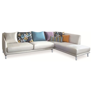 Allison Sectional Sofa - White Fabric, Right Facing Chaise 