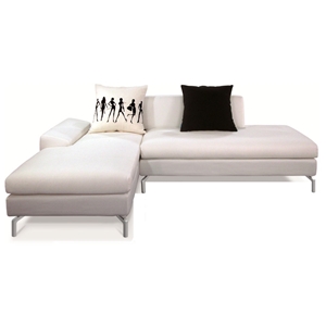 Bosnia Sectional Sofa - Cream White Fabric, Left Facing Chaise 