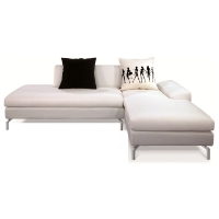 Bosnia Sectional Sofa - Cream White Fabric, Right Facing Chaise
