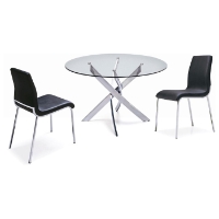 Cafe 5 Piece Dining Set - Round Glass, Black Chairs