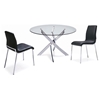 Cafe 5 Piece Dining Set - Round Glass, Black Chairs - NSI-431006SB