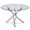 Cafe Round Dining Table - Tempered Glass, Chrome Legs - NSI-431006