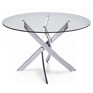 Cafe Round Dining Table - Tempered Glass, Chrome Legs 