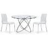 Cafe Round Dining Table - Glass, Intersecting Chrome Rings - NSI-431007