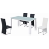 Blaine Modern Dining Chair - Chrome, Long Back, White - NSI-425004