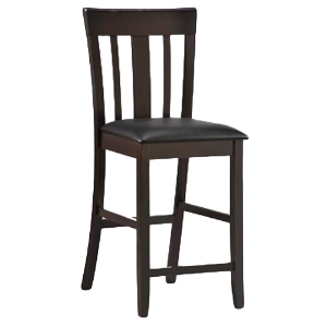 Gretel 24" Slat Back Counter Stool - Cappuccino, Black Seat 