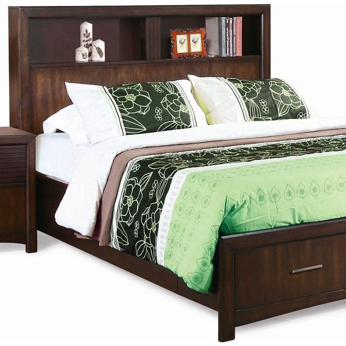 Edison King Storage Bed Bookcase, King Size Storage Bed With Bookcase Headboard