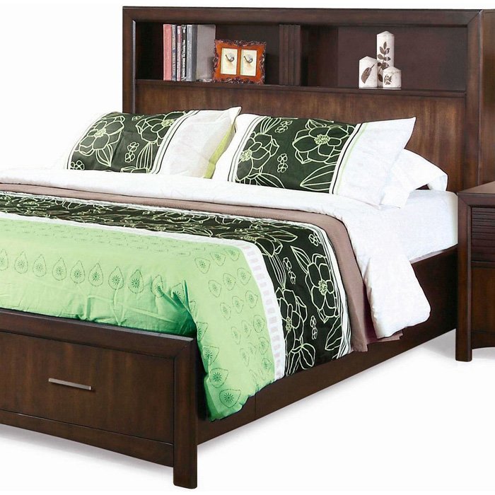 Edison Queen Storage Bed Bookcase, Bookcase Headboard And Storage Bed