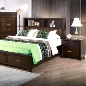 Edison 5 Piece Bedroom Set - Storage Bed, Java Oak, Queen 