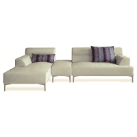 Manhattan Sectional Set - Cream Fabric, Left Facing Chaise
