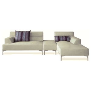 Manhattan Sectional Set - Cream Fabric, Right Facing Chaise 