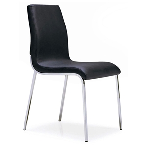Byford Modern Dining Chair - Chrome Legs, Black 